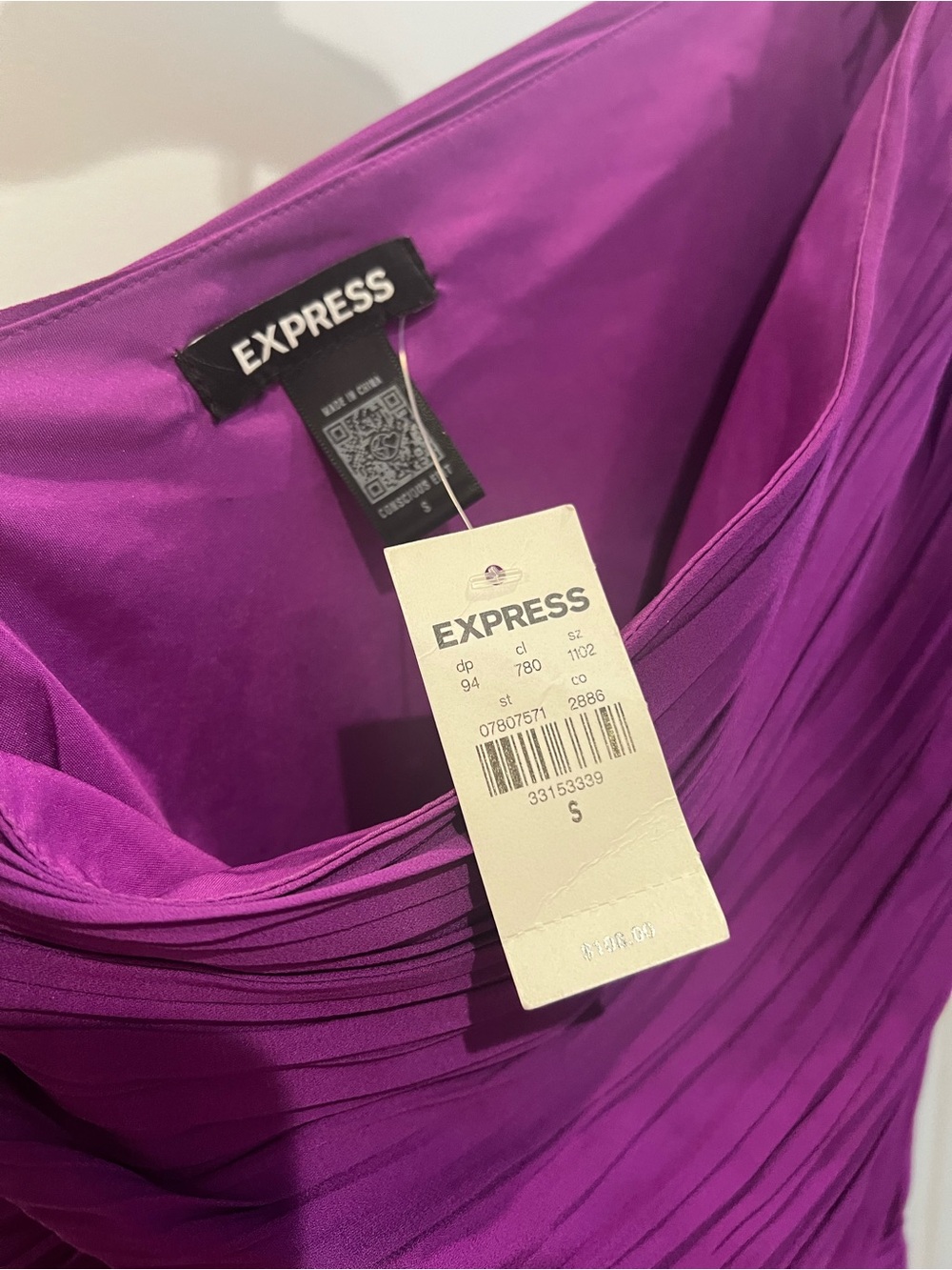 Express One-Shoulder Purple Ruffled Mini Dress - Picture 5 of 6